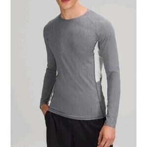 Lululemon Vital Drive Shirt Mens M? Tight Fit Compression Long Sleeve Gray White